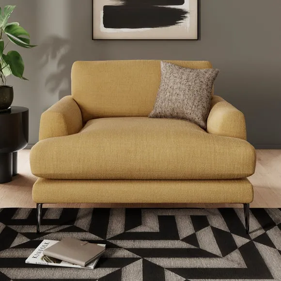 Snuggle Chair with Square Arms - Ochre, Fabric
