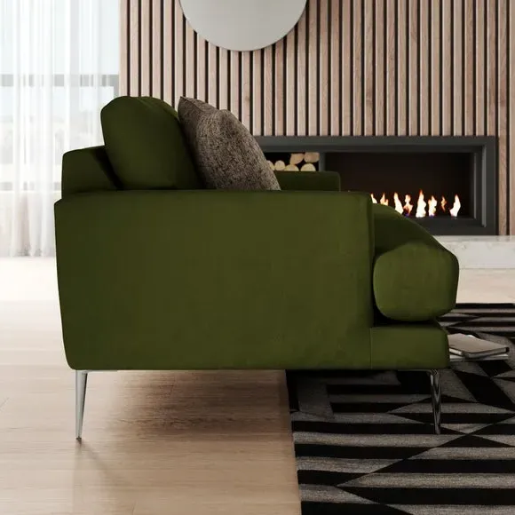 Snuggle Chair with Square Arms - Olive, Velvet