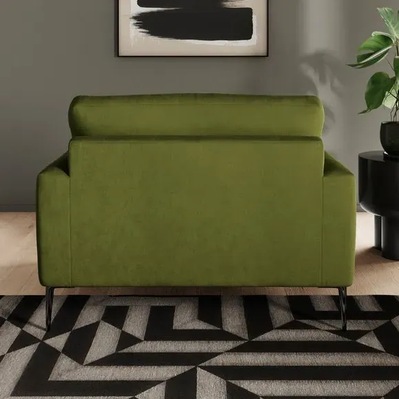 Snuggle Chair with Square Arms - Olive, Velvet