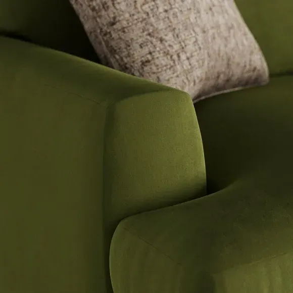 Snuggle Chair with Square Arms - Olive, Velvet
