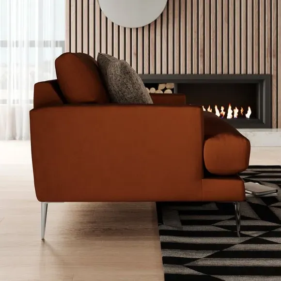 Snuggle Chair with Square Arms - Orange, Velvet