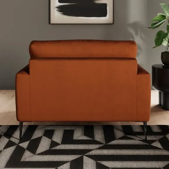 Snuggle Chair with Square Arms - Orange, Velvet