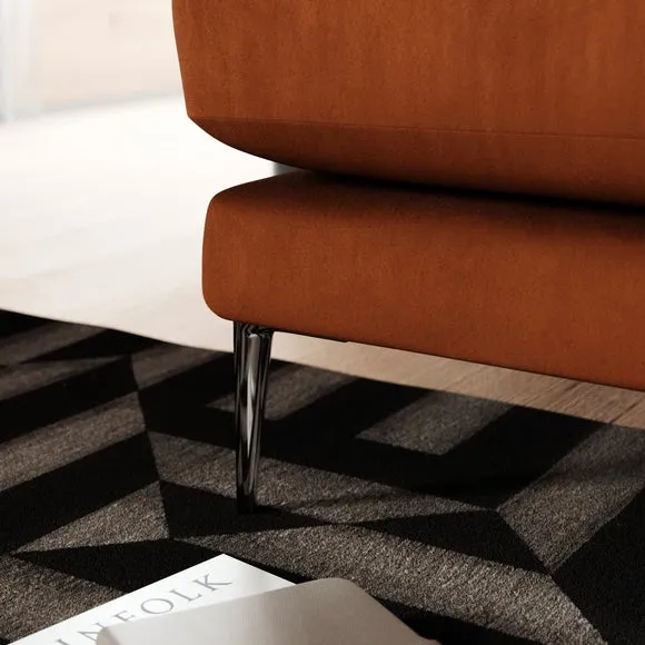 Snuggle Chair with Square Arms - Orange, Velvet