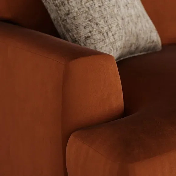 Snuggle Chair with Square Arms - Orange, Velvet