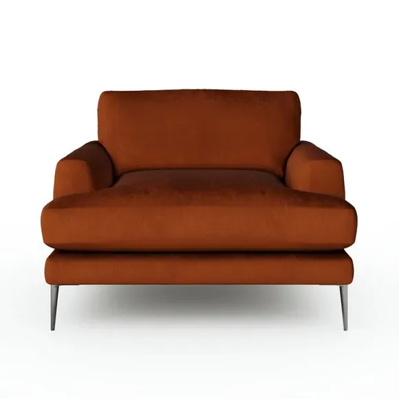 Snuggle Chair with Square Arms - Orange, Velvet