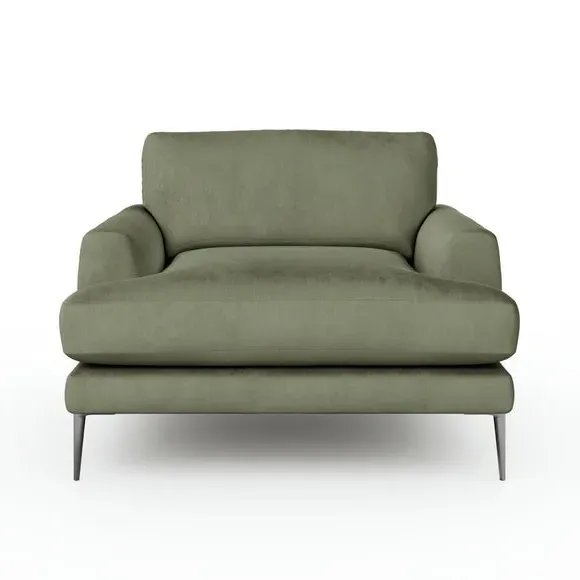 Snuggle Chair with Square Arms - Sage, Velvet
