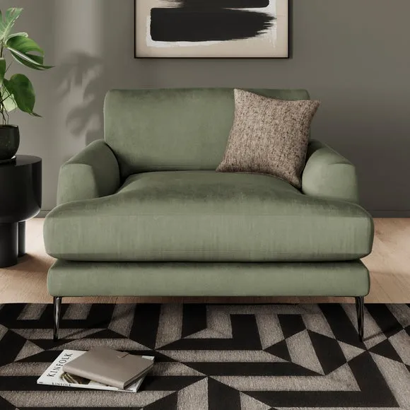 Snuggle Chair with Square Arms - Sage, Velvet
