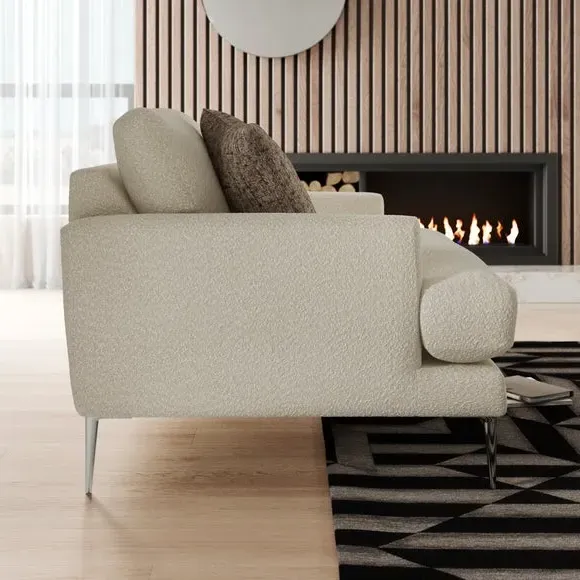 Snuggle Chair with Square Arms - Sandstone, Boucle