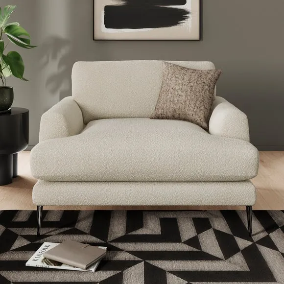 Snuggle Chair with Square Arms - Sandstone, Boucle