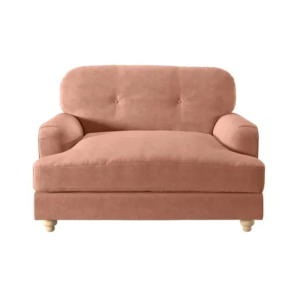 Snuggle Chair with Turned Legs - Apricot, Velvet
