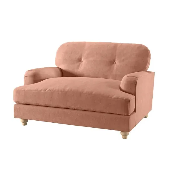Snuggle Chair with Turned Legs - Apricot, Velvet