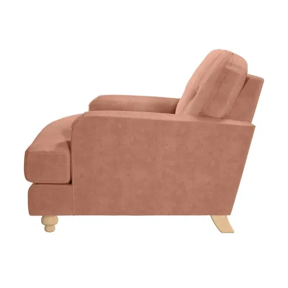 Snuggle Chair with Turned Legs - Apricot, Velvet