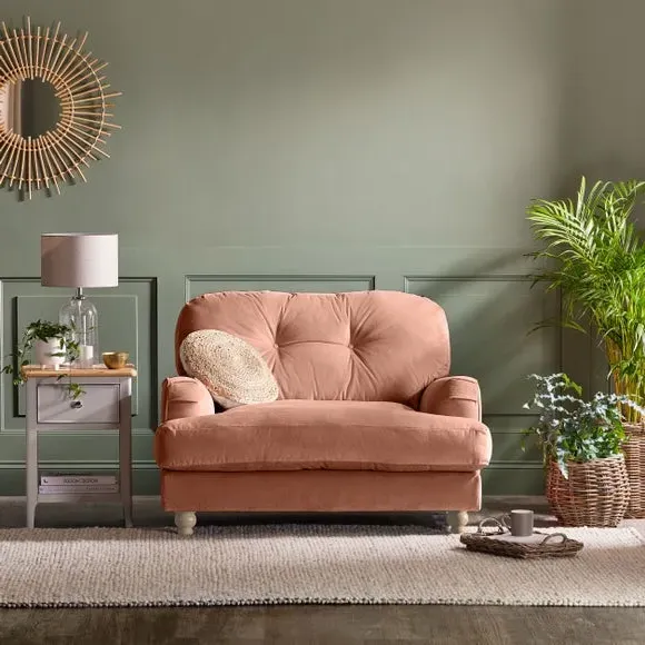 Snuggle Chair with Turned Legs - Apricot, Velvet image