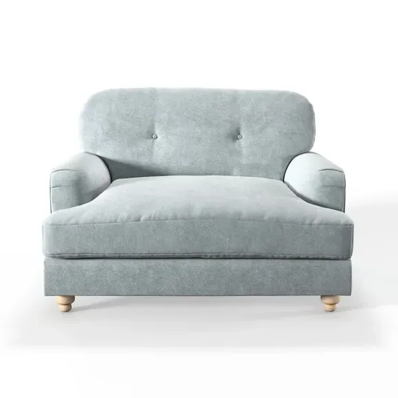 Snuggle Chair with Turned Legs - Blue, Velvet