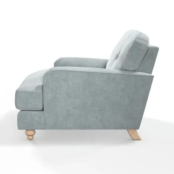 Snuggle Chair with Turned Legs - Blue, Velvet