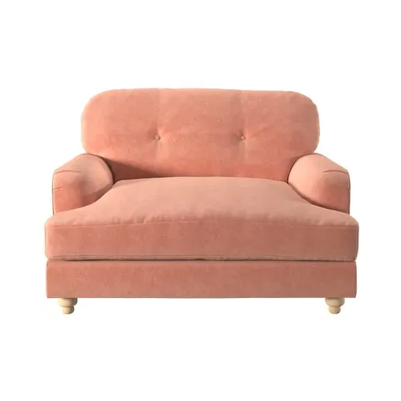 Snuggle Chair with Turned Legs - Coral, Velvet