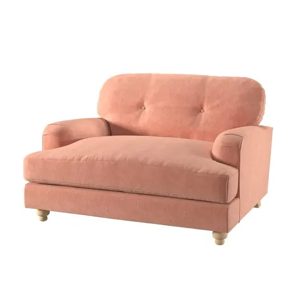 Snuggle Chair with Turned Legs - Coral, Velvet