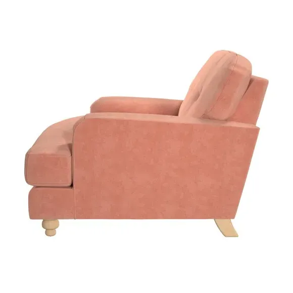 Snuggle Chair with Turned Legs - Coral, Velvet