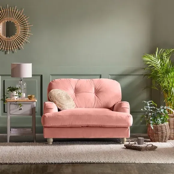 Snuggle Chair with Turned Legs - Coral, Velvet