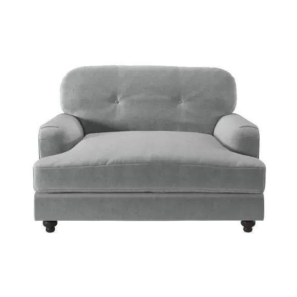 Snuggle Chair with Turned Legs - Grey, Velvet