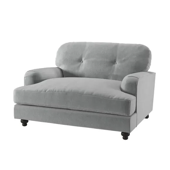 Snuggle Chair with Turned Legs - Grey, Velvet