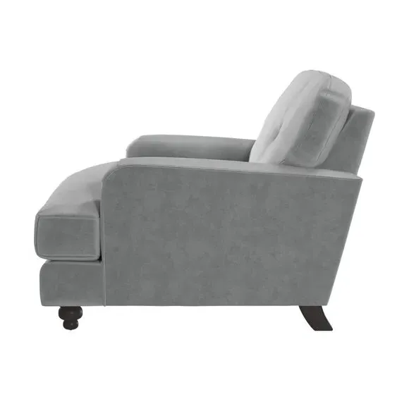 Snuggle Chair with Turned Legs - Grey, Velvet