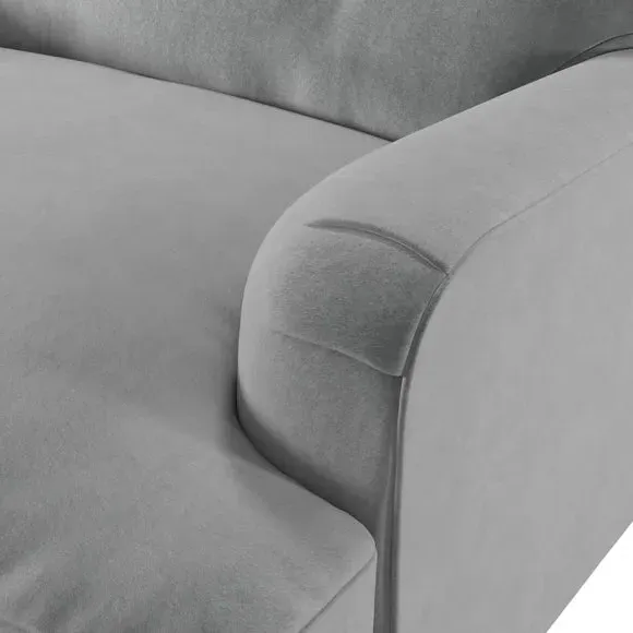 Snuggle Chair with Turned Legs - Grey, Velvet