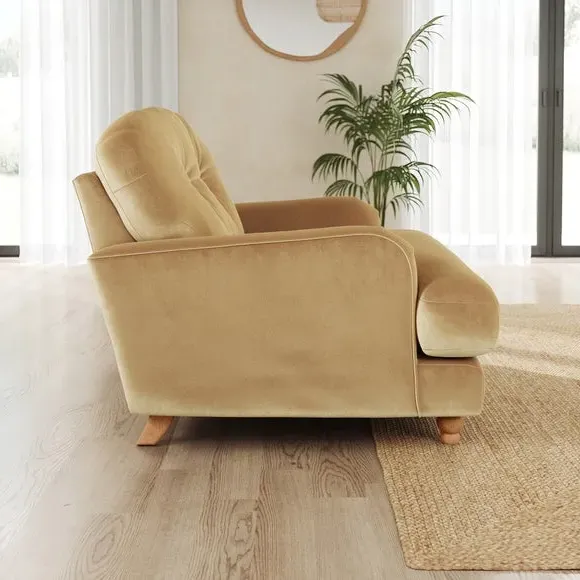 Snuggle Chair with Turned Legs - Honey, Velvet
