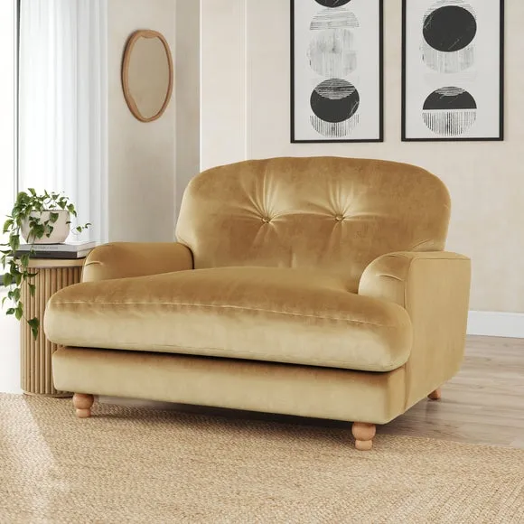 Snuggle Chair with Turned Legs - Honey, Velvet