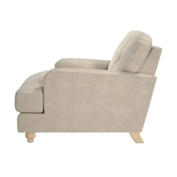 Snuggle Chair with Turned Legs - Sand, Velvet