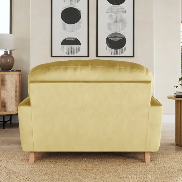 Snuggle Chair with Turned Legs - Yellow, Velvet