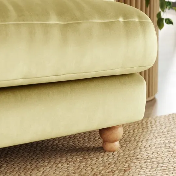 Snuggle Chair with Turned Legs - Yellow, Velvet