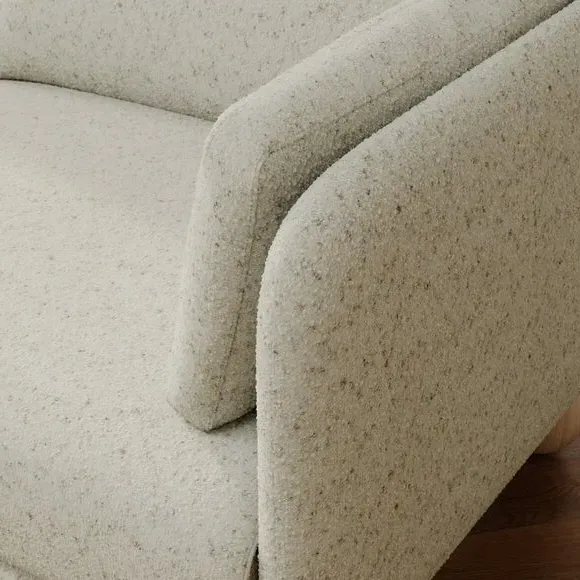 Snuggle Chair with Wooden Legs - Ivory, Boucle