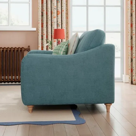 Snuggle Sofa with Curved Arms - Aqua, Chenille