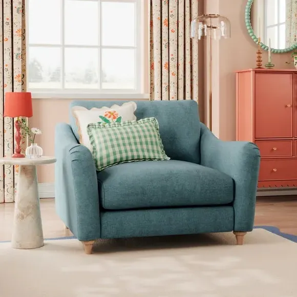 Snuggle Sofa with Curved Arms - Aqua, Chenille image