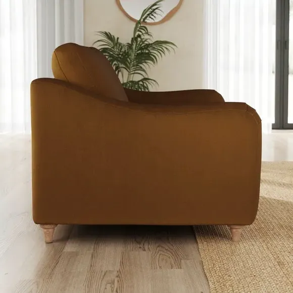 Snuggle Sofa with Curved Arms - Caramel, Velvet