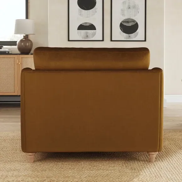 Snuggle Sofa with Curved Arms - Caramel, Velvet