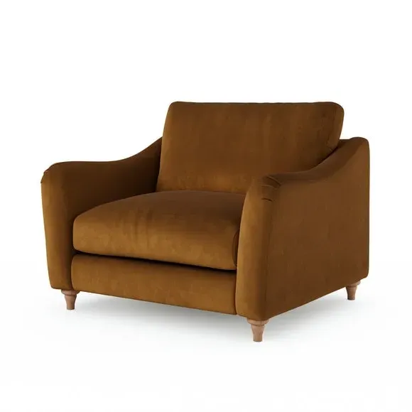 Snuggle Sofa with Curved Arms - Caramel, Velvet