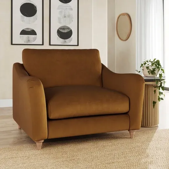 Snuggle Sofa with Curved Arms - Caramel, Velvet image