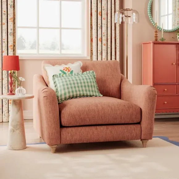 Snuggle Sofa with Curved Arms - Clay, Faux Linen image