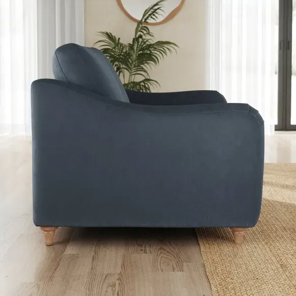 Snuggle Sofa with Curved Arms - Denim, Velvet