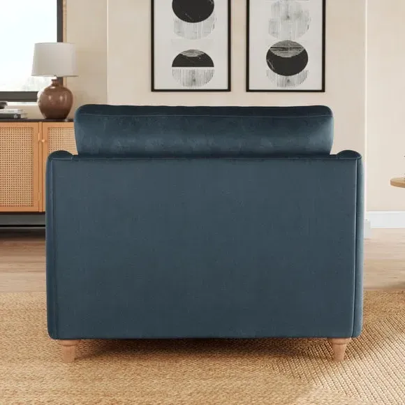 Snuggle Sofa with Curved Arms - Denim, Velvet