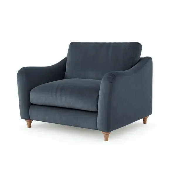 Snuggle Sofa with Curved Arms - Denim, Velvet