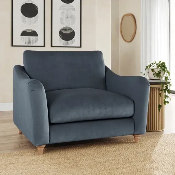 Snuggle Sofa with Curved Arms - Denim, Velvet