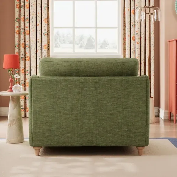 Snuggle Sofa with Curved Arms - Green, Faux Linen