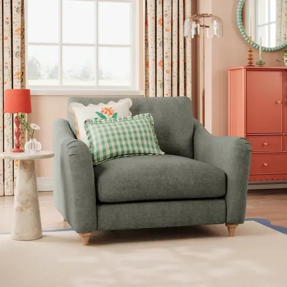 Snuggle Sofa with Curved Arms - Grey, Chenille