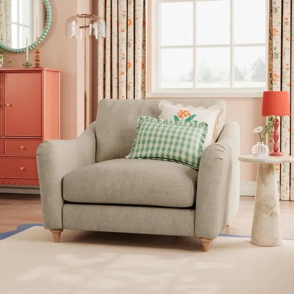 Snuggle Sofa with Curved Arms - Natural, Chenille