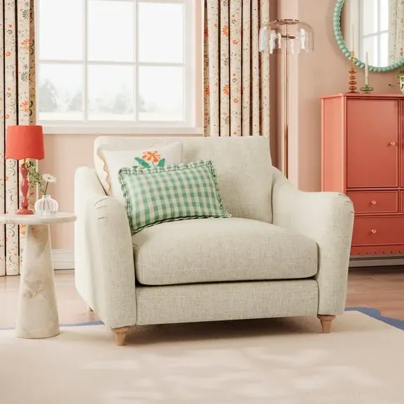 Snuggle Sofa with Curved Arms - Natural, Faux Linen