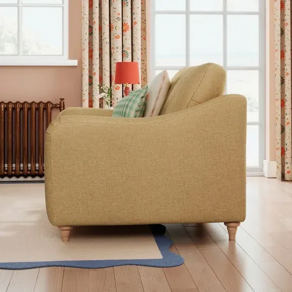 Snuggle Sofa with Curved Arms - Ochre, Faux Linen