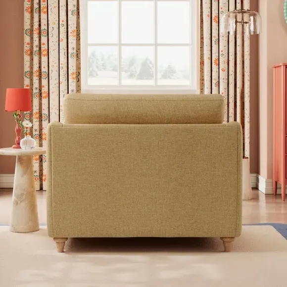 Snuggle Sofa with Curved Arms - Ochre, Faux Linen